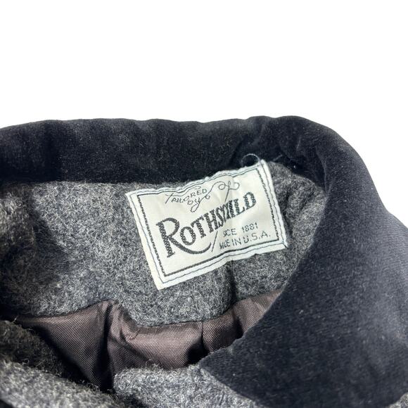 Rothschild Child's Wool Coat Sailor Collar Black Velvet Bow Girl Size 4 Rare Vtg - Picture 3 of 13